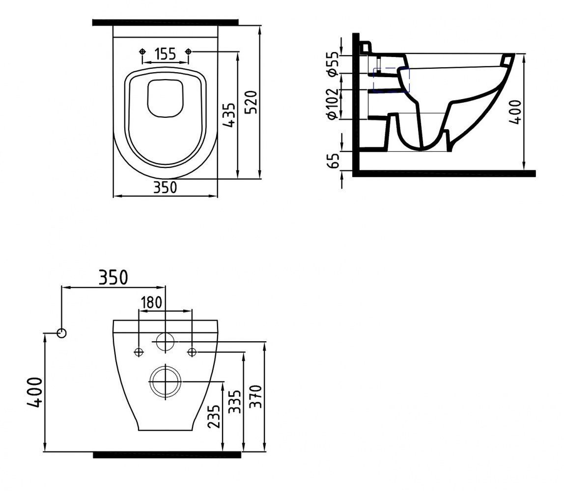 Унитаз подвесной Bien Harmony безободковый HRKA052N2VP0W3000 - 2