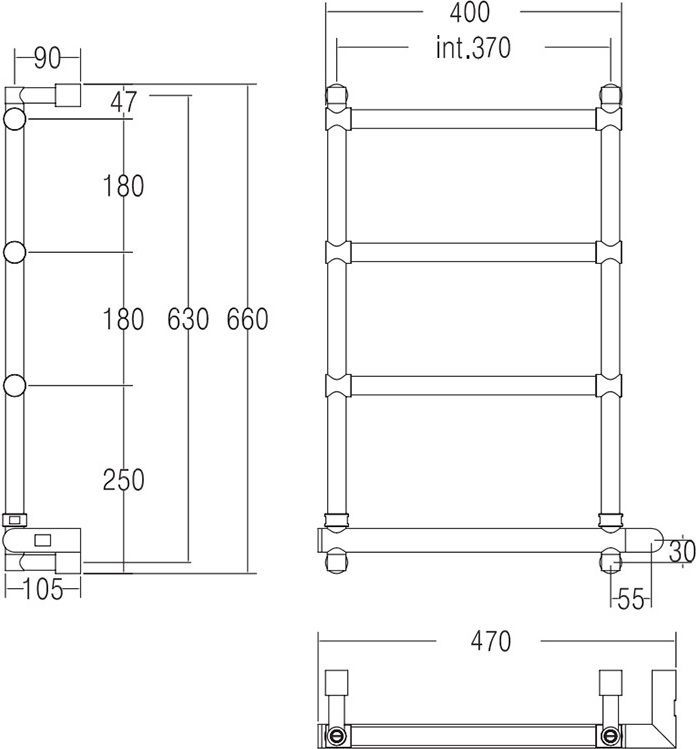 Полотенцесушитель электрический Margaroli Sole 370-542-4 хром 5423704CRNB - 1