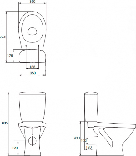 Унитаз-компакт Cersanit Trento TR 011 S-KO-TR011-3/6-PL-w - 1