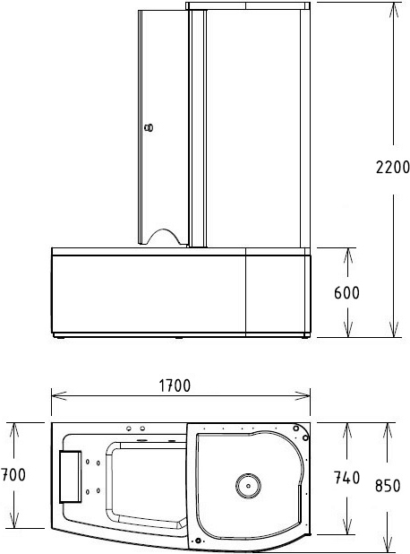 Акриловая ванна Gemy  170x85 см  G8040 B R - 5