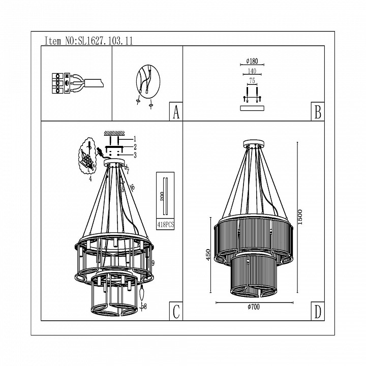 Подвесная люстра ST-Luce Velletri SL1627.103.11 - 3