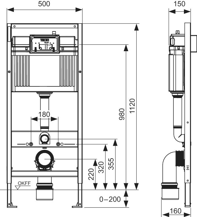 Инсталляция для унитаза TECE loop K440921 кнопка хром глянцевый - 3