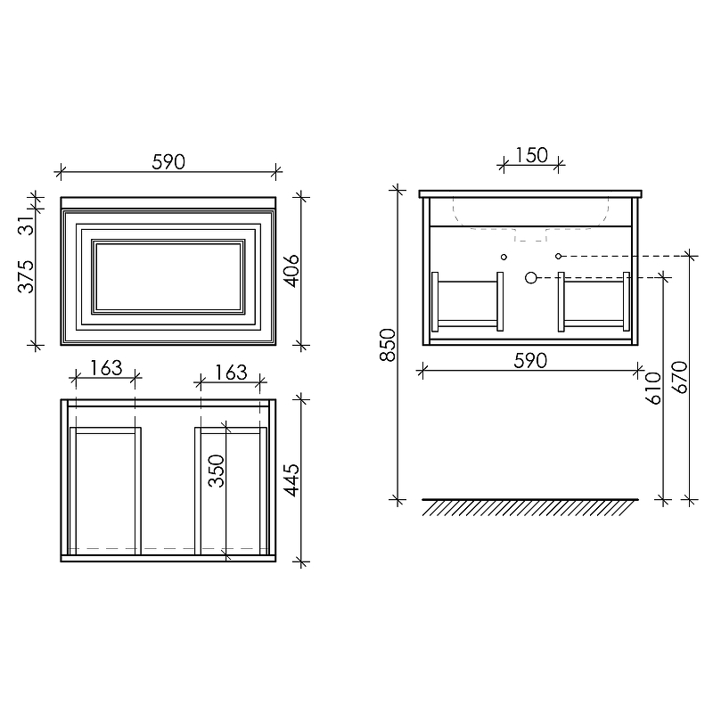 Тумба под раковину Sancos Very 59х40 белая VR60W - 2