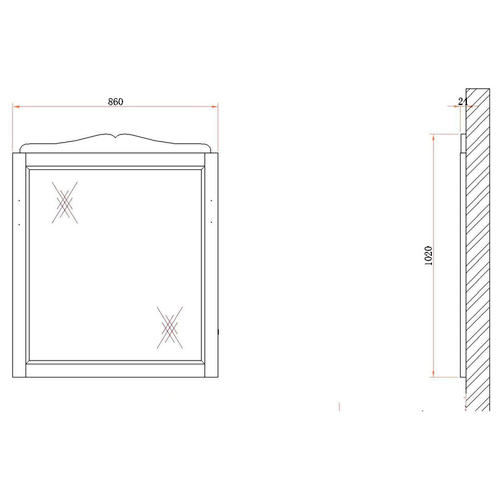 Зеркало BelBagno Novanta 86х102  BB01S/PBA - 2