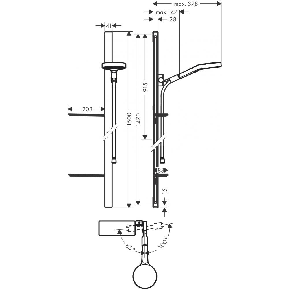 Набор для душа hansgrohe Rainfinity 130 3jet 27673000 - 1