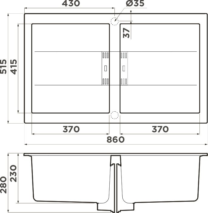 Мойка кухонная Omoikiri Banzen 86-2 графит 4993319 - 1