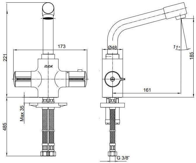 Термостат E.C.A. Thermostatic для раковины 102108730EX - 1