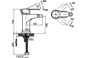 Смеситель для биде Cezares Laconico хром (LACONICO-C-BS-01-W0) - 2