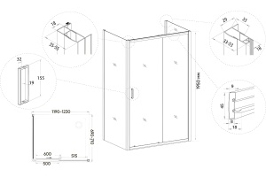 Душевой уголок Veconi Rovigo RV-046B 120x70, черный - 3