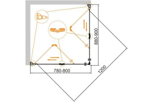 Душевой уголок Cezares Eco O-ASH-2-80/90-C-Cr - 2