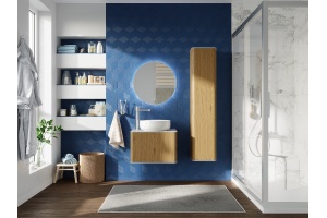 Мебель для ванной STWORKI Ноттвиль 60 дуб верона, с отверстием под смеситель, подвесная (комплект, гарнитур) - 2