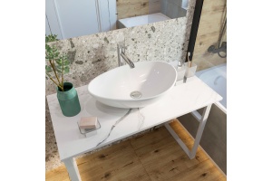 Мебель для ванной DIWO Элиста 100 белый мрамор, с раковиной Moduo 55 Leaf - 3