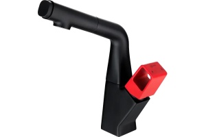 Смеситель Lemark Soul LM6008BR для умывальника/кухни с вытяжным изливом, черный-красный