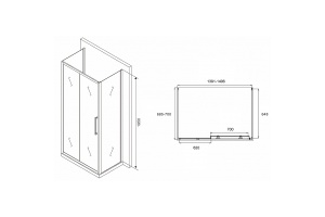 Душевой уголок Abber Schwarzer Diamant 140х70 хром стекло матовое - 2