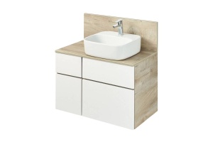 Тумба с раковиной Одри 42 и столешницей Aquaton Мишель 80 белый-светлое дерево