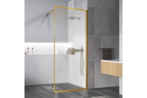 Душевая перегородка Vincea Walk-In 90х200 профиль брашированное золото стекло рифленое 