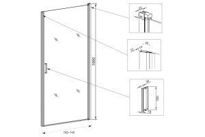 Душевая дверь в нишу Veconi Vianno VN-43 70 см,  профиль хром - 2