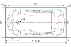 Чугунная ванна Универсал Сибирячка 150x75 см, пристенная, на ножках - 3