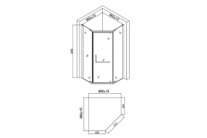 Душевой уголок Agger A03 90х90 хром с поддоном - 2