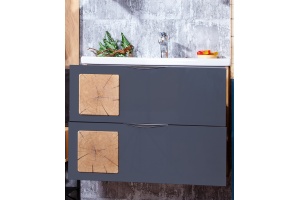 Тумба с раковиной Бриклаер Фостер 80 дуб золотой, антрацит - 3