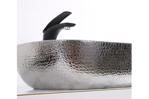 Раковина накладная CeramaLux NC 46 см белый/серебро (D1333H021) - 3