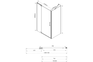 Душевой уголок Vincea Extra 110х80 профиль черный стекло прозрачное - 3