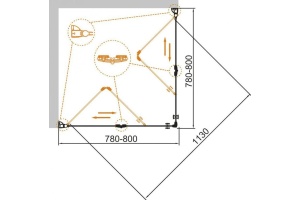 Душевой уголок Cezares Eco 80x80 см (ECO-O-AS-2-80-C-Cr) - 2