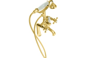 Смеситель Фэма Classico для ванны с душем на мини-колоннах, золото