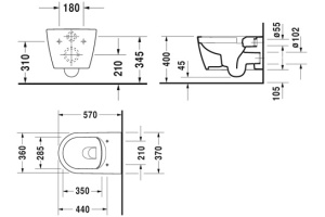 Чаша подвесного унитаза Duravit Me by Starck 25280900001 - 3