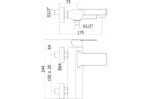 Смеситель Cezares Ovest VDM-BIO для ванны с душем, белый - 2