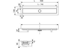 Душевой лоток TECE linus 15100089 80 см комплект - 3