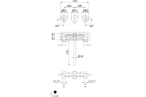 Смеситель Cezares Leaf BLI3L-01-W0 С ВНУТРЕННЕЙ ЧАСТЬЮ, для раковины - 2