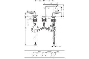 Смеситель hansgrohe Metropol для раковины на 3 отверстия 74514000, хром - 3