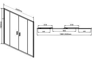 Душевая дверь в нишу Vincea Garda VDS-1G2200CH 220 см, профиль хром, стекло шиншилла - 3