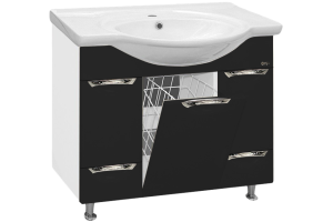 Тумба под раковину Misty Жасмин 95 черная глянцевая