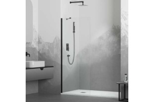 Душевая перегородка RGW Walk in 60х195 черная стекло прозрачное