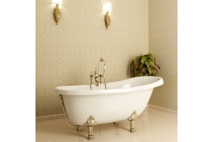 Ванна из искусственного камня Фэма Салерно белая, ножки золото - 2