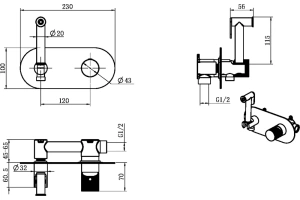 Гигиенический душ Boheme Stick black, diamond chrome (127-BCR) - 2