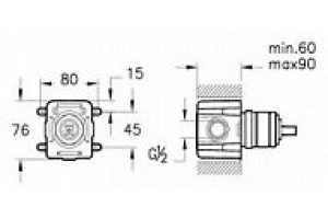 Встраиваемый смеситель для раковины на 1 направление, без дайвертера (внутренняя часть) - 2