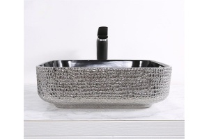 Раковина накладная CeramaLux NC 39 см черный/серебро (D1303H020)