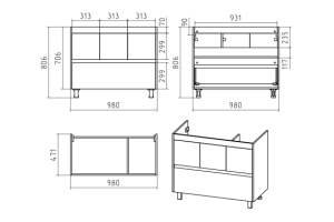 Тумба с раковиной Misty Алиса 100 белая глянцевая - 3