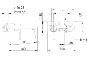 Смеситель для раковины Remer Energy EY15P С ВНУТРЕННЕЙ ЧАСТЬЮ - 2