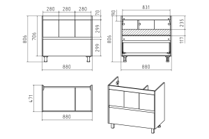 Тумба под раковину Misty Алиса 90 напольная, белая - 3