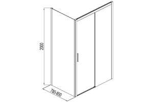 AE60-F-80H200U-BT Aquanet Pleasure, боковое стекло 800 мм, для комбинаций с откатной дверью (225501) - 2