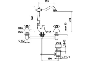 Смеситель Webert Ottocento OT750202010 золото для раковины - 2