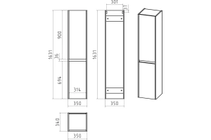 Шкаф-пенал Brevita Balaton 35 L, комбинированный (BAL-05035-48-2Л) - 2
