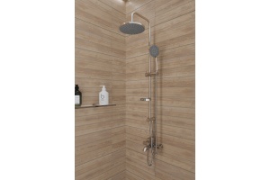 Душевая стойка STWORKI by Damixa Стокгольм HFSG97000, хром, с тропическим верхним душем, без излива, угловая, с полкой - 2