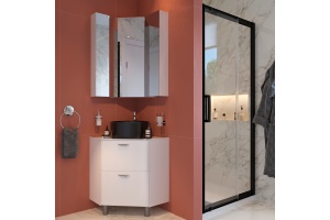 Тумба с раковиной STWORKI Лунд 60 белая, BOCCHI Vessel 1174-004-0125 черная матовая - 2