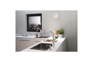 Кухонный смеситель однорычажный, 300, с вытяжным душем, 2jet, sBox Hansgrohe 73867000 - 2