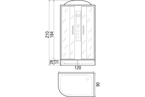 Душевая кабина с поддоном River Desna 120/90/24 MT R (10000002993) - 2